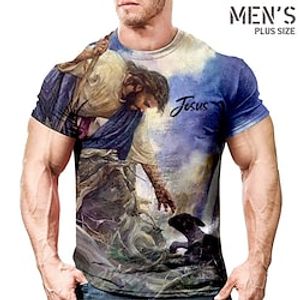 Men's Plus Size T shirt Tee Big and Tall Graphic Crew Neck Short Sleeve Spring  Summer Basic Vintage Fashion Streetwear Casual Sports Tops Lightinthebox