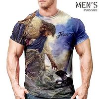 Men's Plus Size T shirt Tee Big and Tall Graphic Crew Neck Short Sleeve Spring  Summer Basic Vintage Fashion Streetwear Casual Sports Tops Lightinthebox - thumbnail