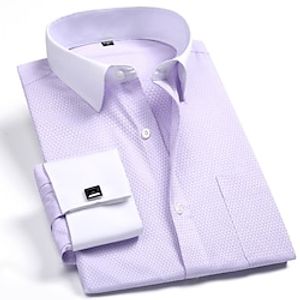 Men's Dress Shirt Light Pink Light Blue Black Long Sleeve Solid  Plain Color Standing Collar Spring  Summer Clothing Apparel Lightinthebox