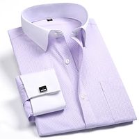 Men's Dress Shirt Light Pink Light Blue Black Long Sleeve Solid  Plain Color Standing Collar Spring  Summer Clothing Apparel Lightinthebox - thumbnail