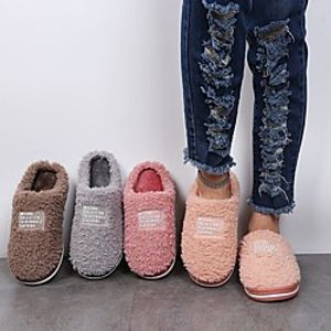 Women's Slippers  Flip-Flops Indoor Slippers Flat Heel Round Toe Cotton Solid Colored Dark Brown Pink Gray miniinthebox