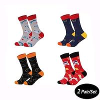 Men's 2 Pairs Crew Socks Men Socks Xmas Socks Black Blue Color Christmas Casual Daily Basic Medium Fall  Winter Thermal Lightinthebox - thumbnail