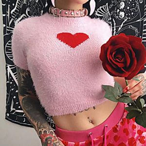 2021 spring new cross-border amazon casual girl pink love patch short-sleeved t-shirt women's bottoming short top miniinthebox