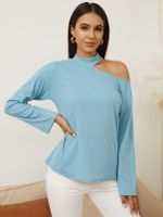 YOINS Cut Out Design Cold Shoulder Long Sleeves Tee - thumbnail