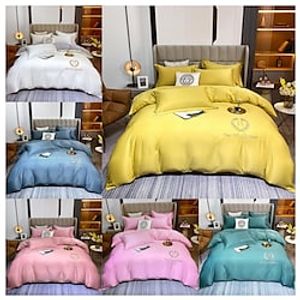 New comfortable soft skin-friendly fur grinding embroidery four-piece set  coverlet miniinthebox