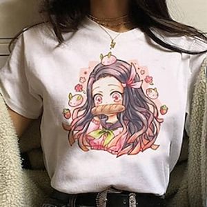 Inspired by Demon Slayer Cosplay Cartoon Manga Back To School Print Harajuku Graphic Kawaii T-shirt For Men's Women's Adults' Polyester  Cotton Blend Lightinthebox