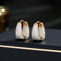 Women's Zircon Hoop Earrings Fine Jewelry Classic Drop Precious Stylish Simple Earrings Jewelry Gold For Gift Festival 1 Pair Lightinthebox - thumbnail