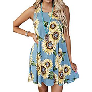 Women's Loose Knee Length Dress Purple Sky Blue Sleeveless Floral  Botanical Summer Chic  Modern Sporty Look S M L XL XXL Lightinthebox
