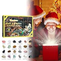 1Set Ore Christmas Advent Calendar Healing Crystal Mineral Gift Box Kids with Rock Stone Collections Pebbles Polished Gravel miniinthebox - thumbnail