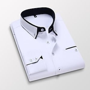 Men's  Dress Shirt Solid Colored Collar Button Down Collar Pink Khaki Royal Blue Navy Blue Light Blue Work Daily Long Sleeve Clothing Apparel Cotton Basic Business  Regular Fit Lightinthebox