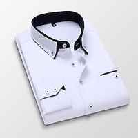 Men's  Dress Shirt Solid Colored Collar Button Down Collar Pink Khaki Royal Blue Navy Blue Light Blue Work Daily Long Sleeve Clothing Apparel Cotton Basic Business  Regular Fit Lightinthebox - thumbnail