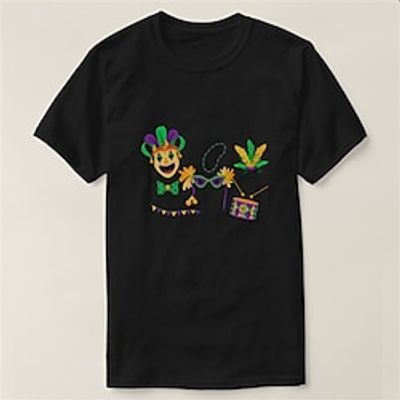 Carnival Mardi Gras Black T shirt Tee Men's Graphic Cotton Blend Shirt Sports Classic Shirt Short Sleeve Comfortable Tee Carnival Sports Outdoor Summer Fashion Designer Clothing S M L XL XXL Lightinthebox