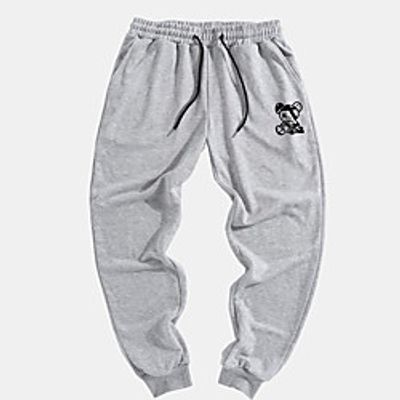 Men's Stylish Classic Style Jogger Sweatpants Elastic Drawstring Design Print Full Length Pants Casual Micro-elastic Graphic Bear Outdoor Sports Mid Waist Black Gray S M L XL XXL miniinthebox