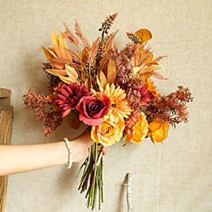 Head Multi Style Simulation Flower Autumn Series Bouquet Rose Chrysanthemum Withered Grass Leaves miniinthebox