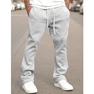 Men's Sweatpants Joggers Trousers Flared Sweatpants Pocket Drawstring Elastic Waist Plain Comfort Breathable Outdoor Daily Going out 100% Cotton Fashion Casual Black Grey miniinthebox