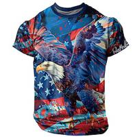 Animal American US Flag Eagle Fashion Athleisure Men's 3D Print T shirt Tee Street Sports Outdoor Festival American Independence Day T shirt Blue Dark Blue Crew Neck Shirt Summer Spring Clothing Lightinthebox