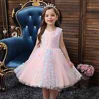 Toddler Little Girls' Dress Flower Bow White Blue Purple Knee-length Sleeveless Flower Cute Dresses Spring, Fall, Winter, Summer Regular Fit miniinthebox - thumbnail