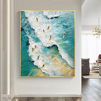 Handmade Original Blue ocean Oil Painting On Canvas Wall Art Decor Summer sports Painting for Home Decor With Stretched Frame/Without Inner Frame Painting Lightinthebox