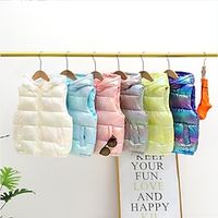 Kids Girls' Puffer Jacket Solid Color Cool Zipper Outdoor Coat Outerwear 4-12 Years Spring White Pink Blue Lightinthebox - thumbnail