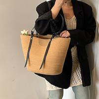 Women's Shoulder Bag Straw Bag Straw Daily Color Block Black White Brown Lightinthebox