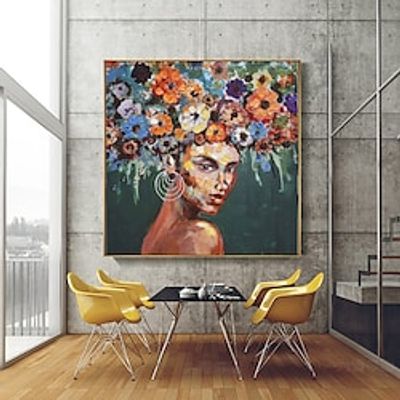 Handmade Oil Painting Canvas Wall Art Decoration Figure Portrait Fashion Girl for Home Decor Rolled Frameless Unstretched Painting miniinthebox