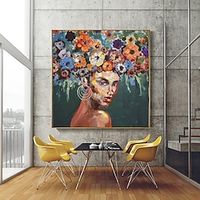 Handmade Oil Painting Canvas Wall Art Decoration Figure Portrait Fashion Girl for Home Decor Rolled Frameless Unstretched Painting miniinthebox - thumbnail