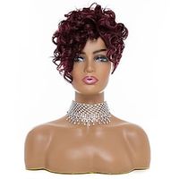 Short Synthetic Kinky Curly Wig with Bangs Afro American Wigs for Black Women Heat Resistant Hair Daily Use Lightinthebox - thumbnail