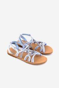 Kids Girls Sandals With Laces  Light Blue