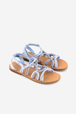 Kids Girls Sandals With Laces  Light Blue