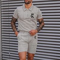 Men's Golf Shirt Graphic Poker Turndown Gray 3D Print Street Daily Short Sleeve Print Clothing Apparel 2pcs Basic Fashion Designer Casual  Summer  Spring  Summer  Sports Lightinthebox - thumbnail