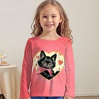 Girls' 3D Cat Tee Shirt Pink Long Sleeve 3D Print Spring Fall Active Fashion Cute Polyester Kids 3-12 Years Crew Neck Outdoor Casual Daily Regular Fit Lightinthebox - thumbnail