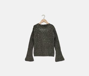 Kids Girls Textured Sweatshirt  Grey/Black Combo