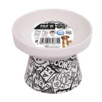 M-Pets Freestyle Tilt'd Raised Ceramic Bowl Black & White 250ml