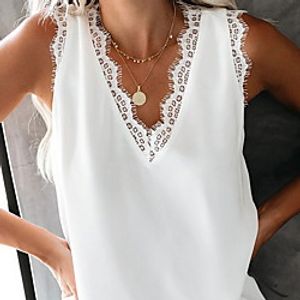 LITB Basic Women's V-Neck Hem Tank Solid Color Top Basic Vest miniinthebox