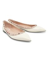 Rockstud Patent Ballerinas - White Rockstud Patent Ballerinas - White