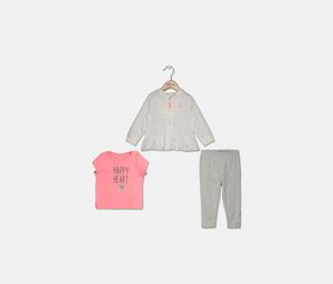 Toddlers Girls 3-Pc. Happy Heart T-Shirt  Hoodie & Pants Set  Pink/White