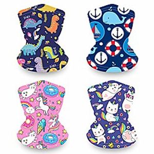 kids neck gaiter face mask for kids, reusable bandana face mask for girls boys, washable face covering, children scarf masks neck gator, toddler balaclava for fishing motorcycling (mix1-thick) miniinthebox