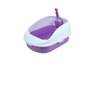 Pets Club Open Cat Toilet with High Rim Anti Flashing Litter Box with Scoop