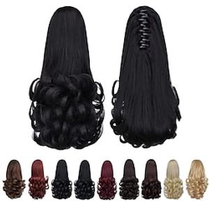 Black ponytail extensionsFake Claw Clip Ponytails Hair Extension 12in Curly 3.8 OZ Hair pieces SYXLCYGG Wig Synthetic Fluffynot Tangled Lightinthebox