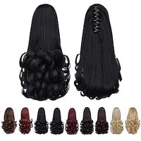 Black ponytail extensionsFake Claw Clip Ponytails Hair Extension 12in Curly 3.8 OZ Hair pieces SYXLCYGG Wig Synthetic Fluffynot Tangled Lightinthebox - thumbnail