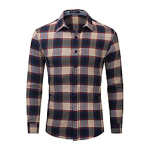 Men's Shirt Plaid Button-Down Long Sleeve Casual Tops Cotton Casual Fashion Comfortable Brown miniinthebox