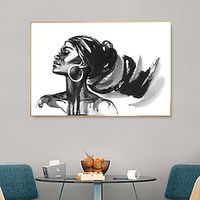 African Abstract Girl Painting Abstract Art Handpainted Gallery Wall Art Living Room Art Black Woman Art For Home Bedroom Decor No Frame Lightinthebox - thumbnail