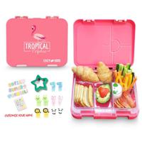 Eazy Kids 6 & 4 Convertible Bento Lunch Box - Flamingo Pink