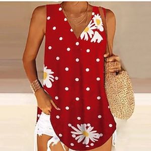 Women's Tank Top Black White Red Floral Butterfly Print Sleeveless Casual Holiday Basic V Neck Regular Floral Butterfly S miniinthebox