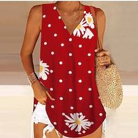 Women's Tank Top Black White Red Floral Butterfly Print Sleeveless Casual Holiday Basic V Neck Regular Floral Butterfly S miniinthebox - thumbnail