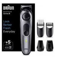 Braun Beard Trimmer Seies 5 With Precision Wheel, 5 Styling tools, 100 mins Runtime, Ultimate Precision, 40 Length Settings, Zipper Pouch, Grey - BT 5440