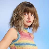 14Inch Synthetic Wigs For Women's Wig  Purple Short Curly Bobo Hair with  Bangs Daily Fresh Lovely  Party Christmas Party Wigs miniinthebox - thumbnail