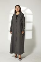 Moistreet Grey Phua Abaya With Pleated Cuffs (XS, S, M, L, XL, XXL)