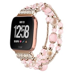 Smart Watch Band Compatible with Fitbit Versa 2  Versa Lite  Versa SE  Versa Alloy Beaded Smartwatch Strap Bling Diamond Beaded Women Men Jewelry Bracelet Replacement  Wristband Lightinthebox