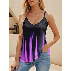 Women's Tank Top Vest Ombre Color Gradient Daily Vacation Print Purple Sleeveless Stylish V Neck Summer Lightinthebox